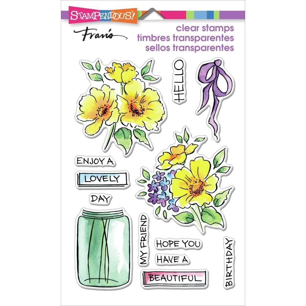 New Stampendous Rubber Stamp set clear LOVELY FLOWERS SET jar free USA ship