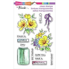 New Stampendous Rubber Stamp set clear LOVELY FLOWERS SET jar free USA ship