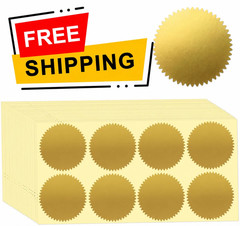 200 Pcs 2 Inch Embossing Stickers Gold Metallic Seals Certificate Sealing Labels