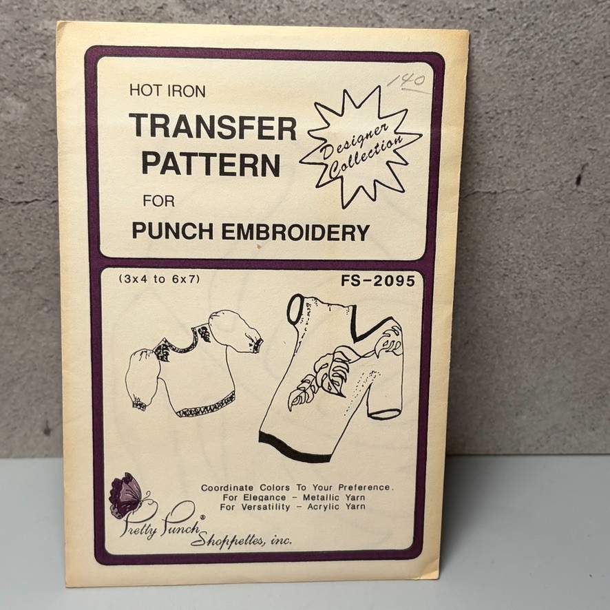 VTG MCM Transfer Pattern Iron On Punch Embroidery FS-2095 Botanical Tropical