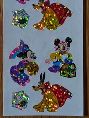 Vintage 1980s1990s Disney Mickey Minnie Pluto Halloween Prismatic Stickers Sheet