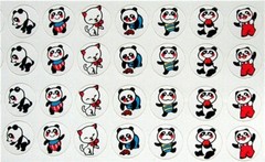 3 Panda Bears Elephants & Cats Circular Animal Sticker Sheets Old Store Stock