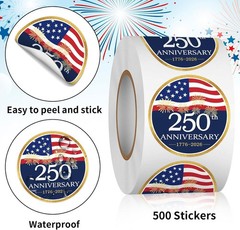 Patriotic 500 PCS 1.5-Inch Stickers for 250th Anniversary Celebrations & Events