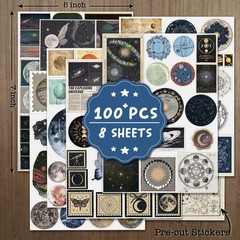 100 Pcs Celestial Stickers for Journaling – Vintage Sun and Moon Stickers, So…