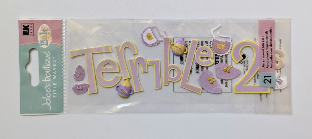 RARE Jolee’s Terrible 2’s Two’s Baby Toddler Kids Scrapbooking Title Stickers