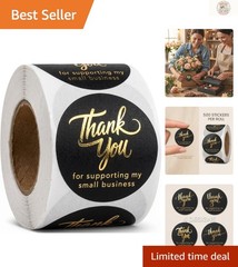 500 Elegant Thank You Stickers for Small Businesses – 1.5 Inch Waterproof Foil