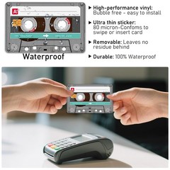 4PCS Audio Tape Credit Card Skin Stickers Set, Waterproof Debit Colourful