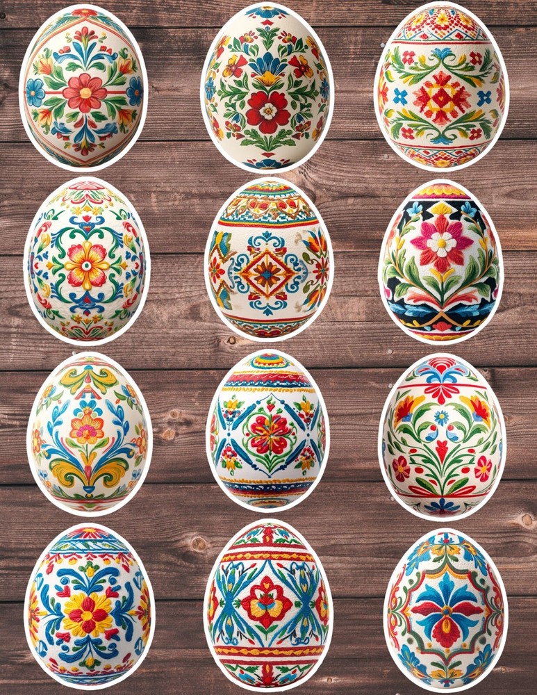 Painted Easter Egg Die Cut Vinyl Stickers Set Scrapbooking Laptop Waterbottle