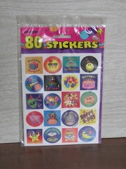 VTG 90s Unique Brand 80 Stickers 4 Sheets Happy Birthday Stickers Alien Clown
