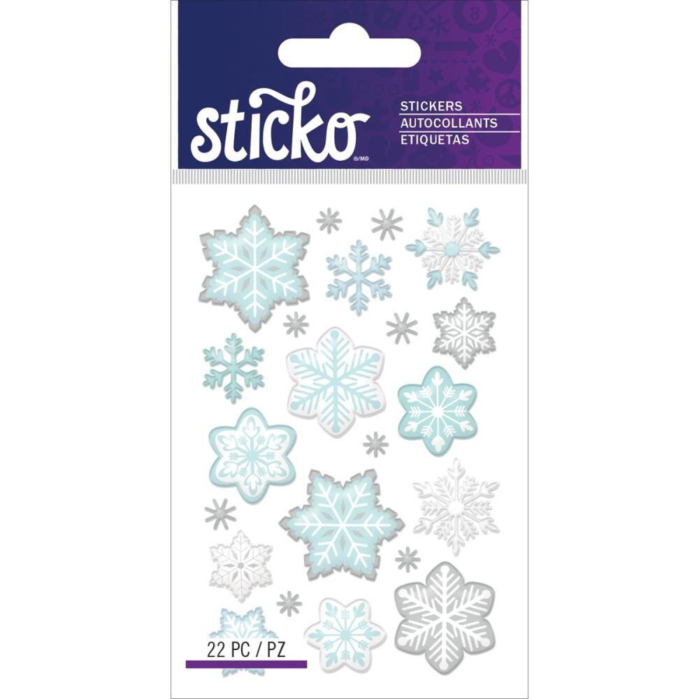 Crafts Stickers Sticko Epoxy Puffy Snowflakes Blue White Silver Various Shapes