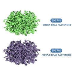 1000 PCS Paper Brass Fasteners Split Pins, Green/Purple, 4.5 x 8 mm