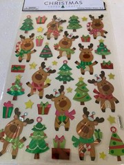 CHRISTMAS CRAFTS CHRISTMAS REINDEER STICKERS 36 PCS REINDEER, TREES, PRESENTS