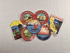 Lot Vintage Style Travel Stickers 7 New Matte 3M Peel Off Popular Destinations
