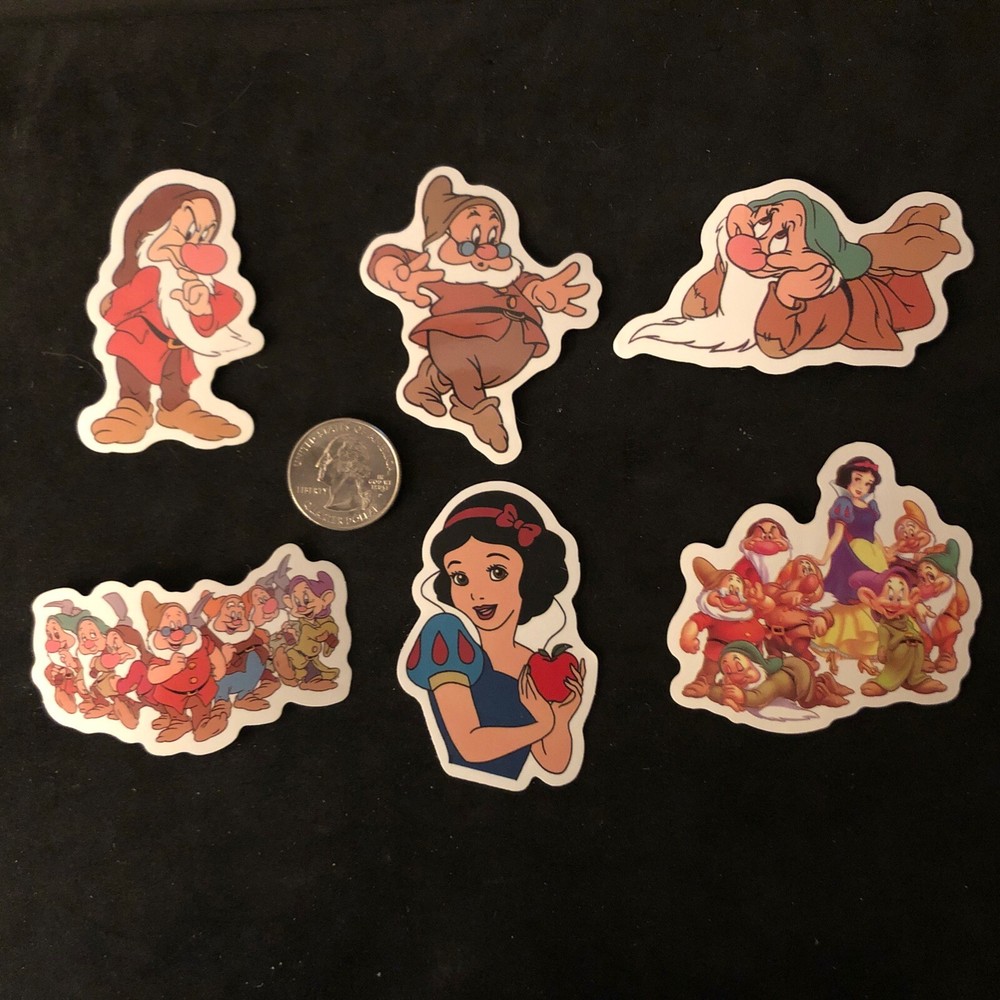 Disney Stickers – Disney Snow White & The Seven Dwarfs Lot of 6 Stickers.