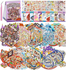 DIY 3D House Stickers, 20 Sets Fun DIY Stickers Scene Make Your Own Mini House C