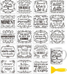 18 Sheets Rub on Transfers for Crafts, Retro and Inspirational Quotes 3.6″X3.9″