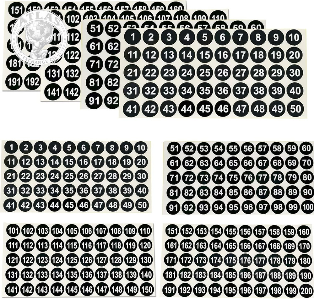12 Sheets 1 to 200 Vinyl Number Stickers Consecutive Number Stickers 3 Sets 1 In