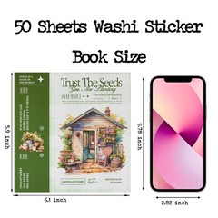 Garden Journal Stickers for Junk Journal Supplies, 50 Sheets Precut Watercolo…