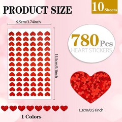 Heart Stickers, Red Heart Sticker, Glitter Small Mini Heart Stickers for Kids…