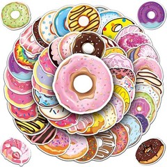 50 Pcs Donut Stickers, Colorful Cute Sweet Food Stickers Decals