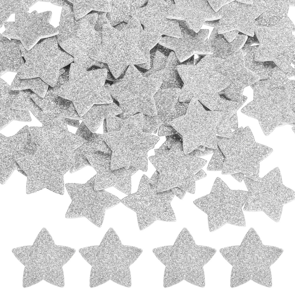 1″x1″ Star Foam Stickers, 120Pcs EVA Glitters Foam Shape Sticker, Silver