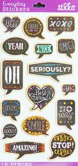 16pc CHALK QUOTES Sticko Everyday Stickers Cheers Smile Crazy! Best Friends Yes+