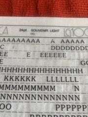 TWO Letraset INSTANT LETTERING Transfer Letters 24 pt Souvenir light partial 1