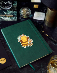 Strong Cute Bee Sticker – Chibi Vinyl Decal with Flower and Flex Pose