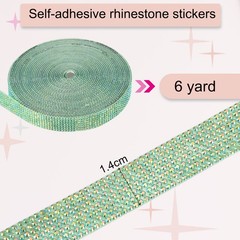 Self Adhesive Rhinestone Strips 6 Yards 0.55 Inch for Craft,Dark Green AB