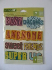 Studio 112 Adhesive Chipboard Stickers WORD 7 Pieces NIP