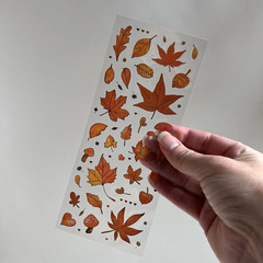 3 Sheets Autumn Orange Red Leaf Stickers Gold Foil Junk Journaling Collage
