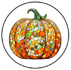 STAINED GLASS PUMPKIN HALLOWEEN ENVELOPE SEALS LABELS STICKERS PARTY FAVORS