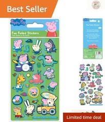Reusable Green Sparkly Peppa and George Pig Stickers – Perfect for Crafting!
