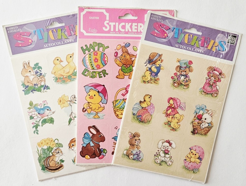 Vtg Easter Spring Stickers LOT Paper Magic Group Eureka NIP Animals Bunny Duck