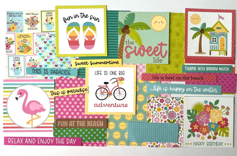 #K168 BEACH SWEET SUMMER FUN DOODLEBUG SCRAPBOOK CARD KIT 30pcs – A2 A6