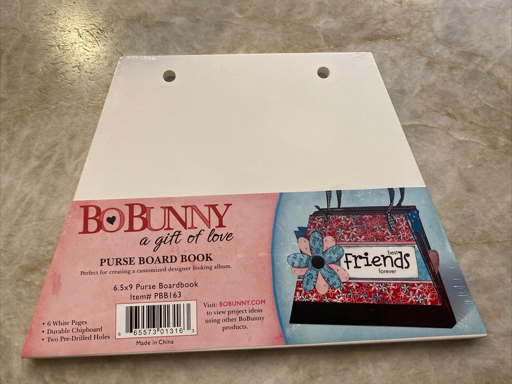 BoBunny 6.5×9 Purse Board Book Scrapbook Custom Designer Album DIY 6pg Chipboard