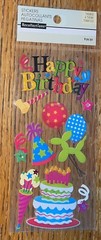 Recollections Happy Birthday Cake Balloons Party Hats Streamer Scrapbook Sticker