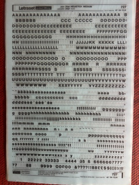 6 Letraset INSTANT LETTERING Transfer Letters 20pt-24pt Helvetica Medium 7