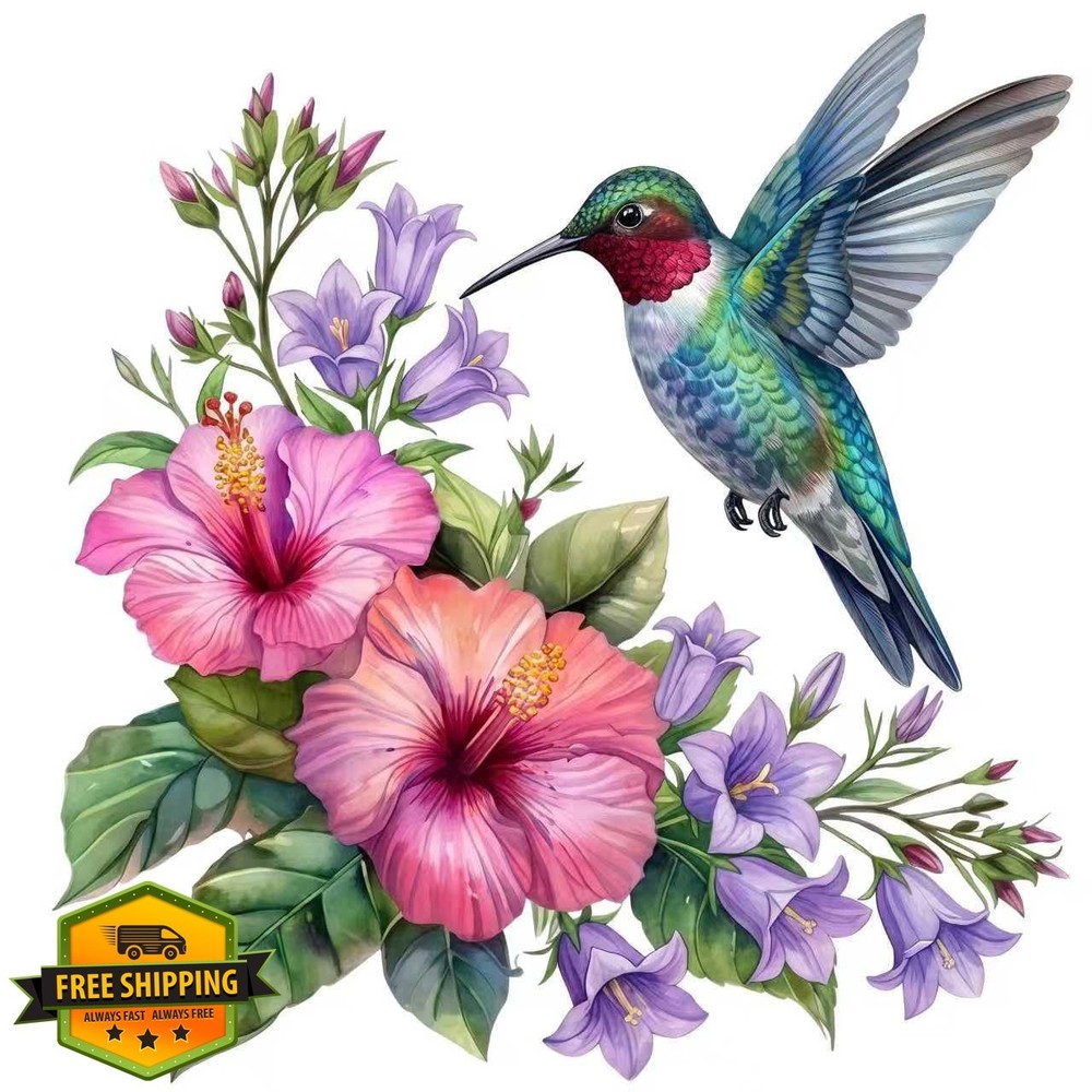 Fsforcar 2 Pcs Hummingbird Floral Car Stickers Medium