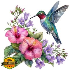 Fsforcar 2 Pcs Hummingbird Floral Car Stickers Medium