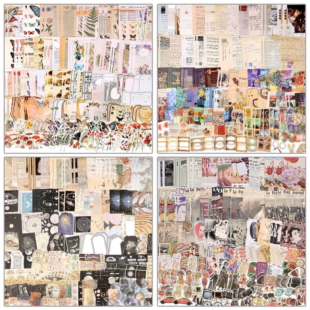 800pcs Vintage Junk Journal Supplies,Scrapbook Supplies Scrapbooking Paper an…