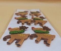 Christmas Paper Crafts FELT REINDEER 6pc Dimensional Stickers, NEW