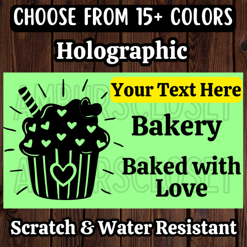 50 Custom Bakery STICKERS SCRATCH RESISTANT 2.25″ BUSINESS NAME LABELS BAKED