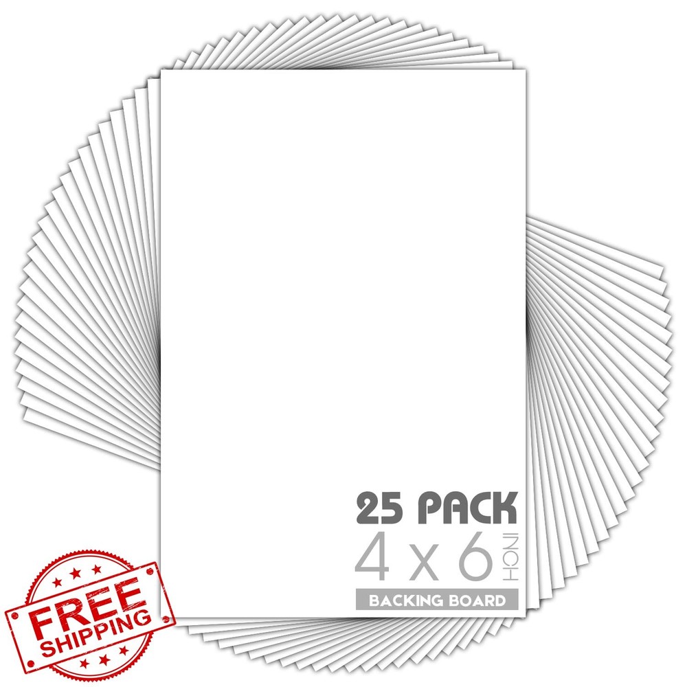 Mat Board Center, Pack of 25, 4×6 White Backing Boards, 4-Ply Thickness Cardb…