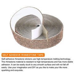 0.6 Inch Self Adhesive Rhinestone Strips 3 Yard for Crafts,Champagne