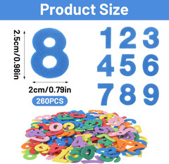 260PCS Foam Number and Letter Stickers for Crafts, DIY, Scrapbooking