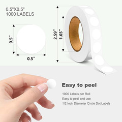 1/2 Inch Dot Stickers, White Circle Sticker Label Sticker 1000 Dots | 1000 round