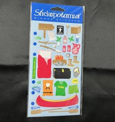 Vtg Stickopotamus Summer Camp Stickers Canoe Sleeping Bag Marshmallows Compass