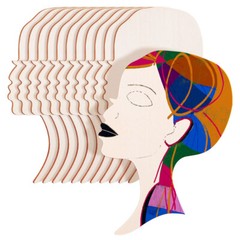 12PCS Head Silhouette Wooden Cutout African Woman Face Cutout Door Wall Hanging