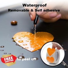 Meitaat Orange Heart Stickers Roll 1.5 Inch
